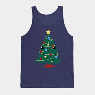 Cutey Face Decorated Christmas Tree Tank Top